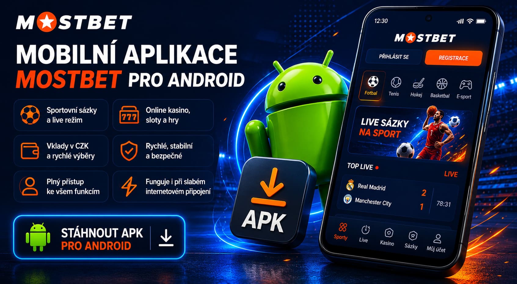 Mobilní aplikace Mostbet pro Android ke stažení APK