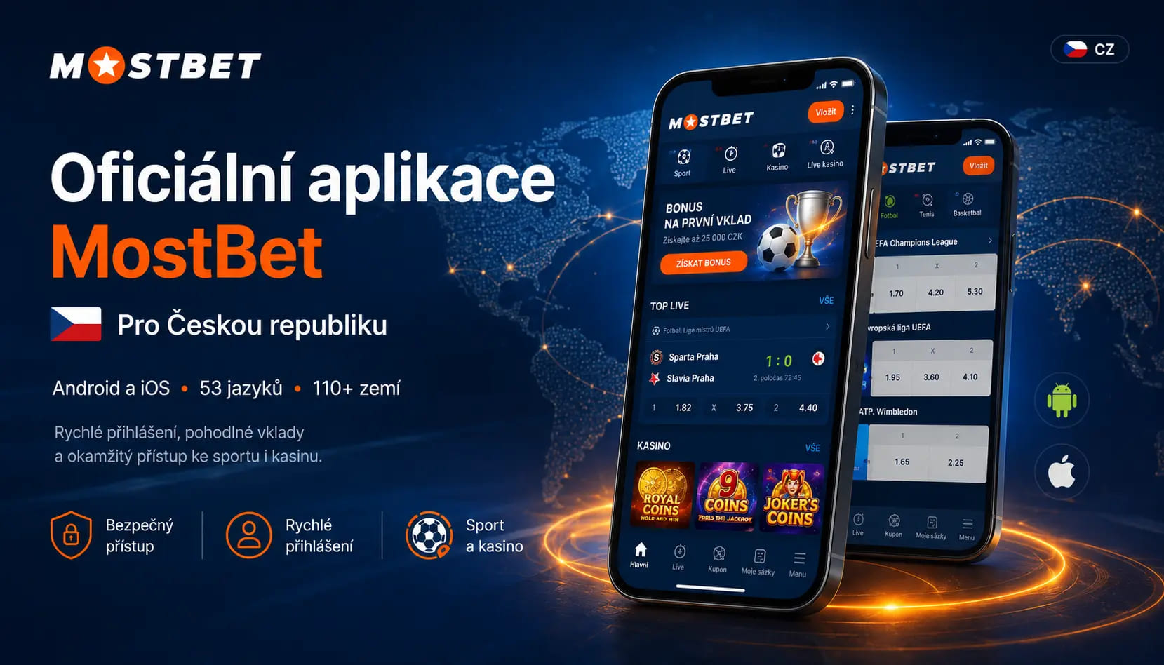 Mobilní MostBet pro české hráče na Androidu a iPhonu