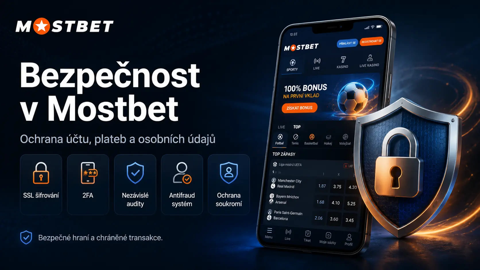 Zabezpečená mobilní platforma MostBet s ochranou plateb a dat hráčů