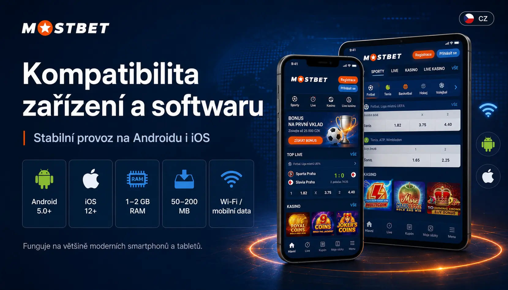 Podporovaná zařízení pro používání MostBet na smartphonu