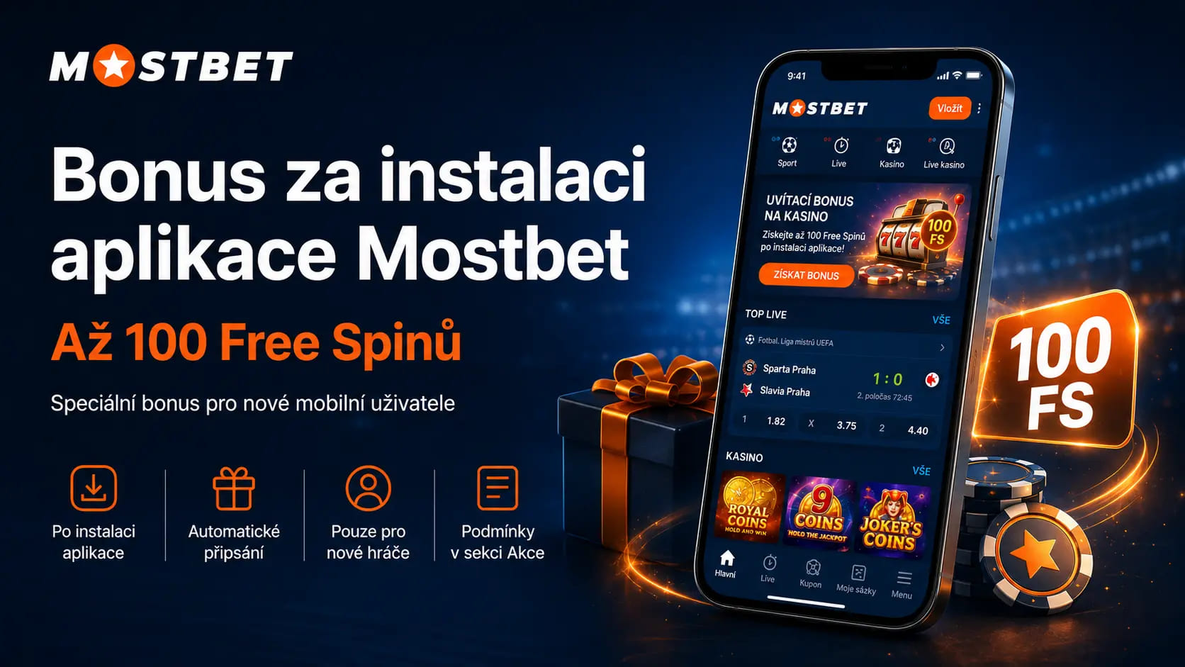 Uvítací odměna v mobilní aplikaci MostBet pro nové hráče