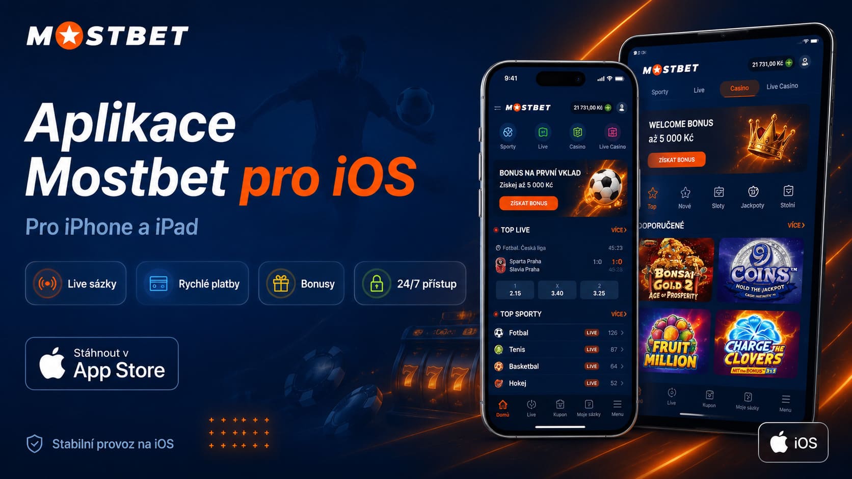 Aplikace Mostbet pro iOS na iPhone a iPad
