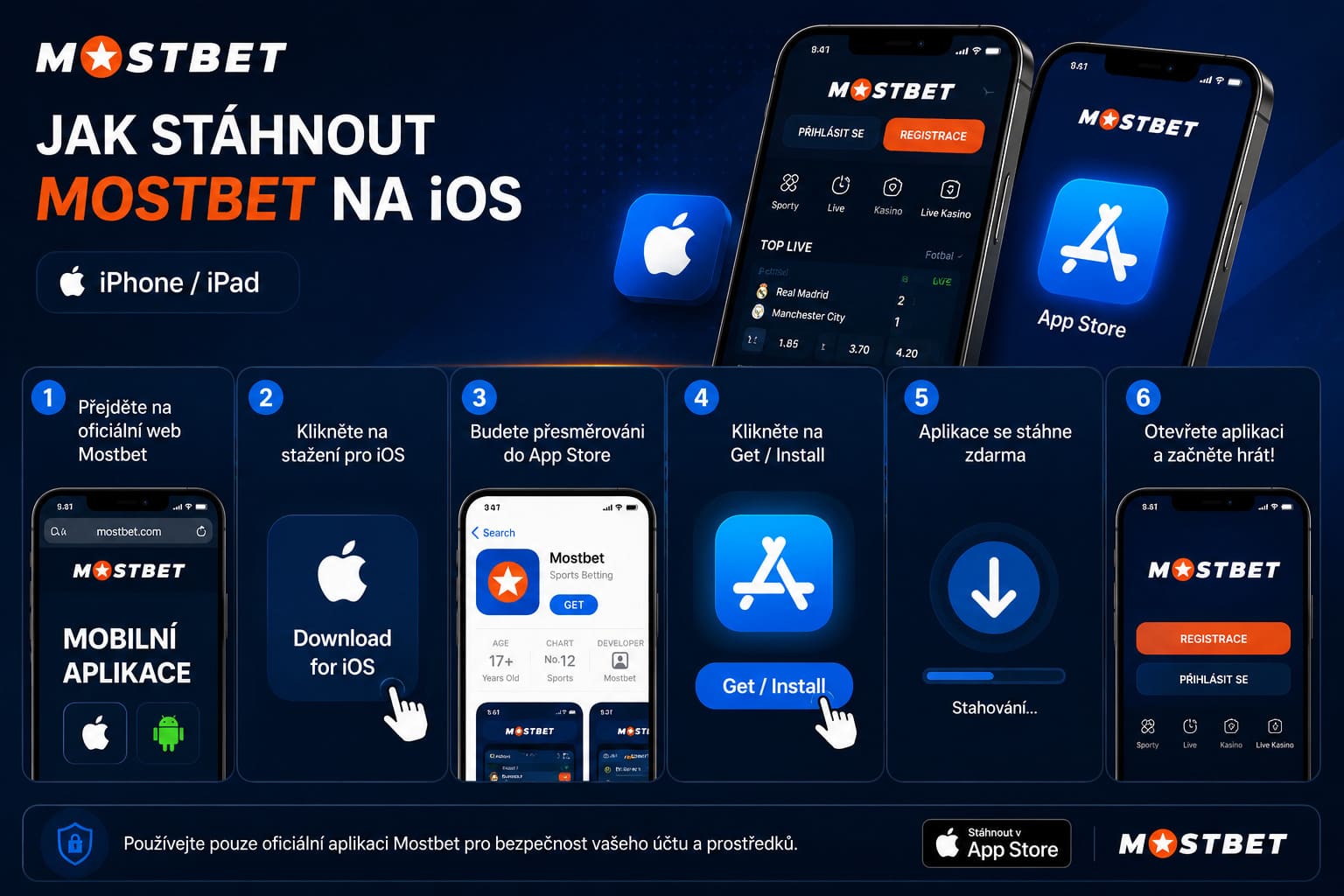 Jak stáhnout aplikaci Mostbet na iOS přes web