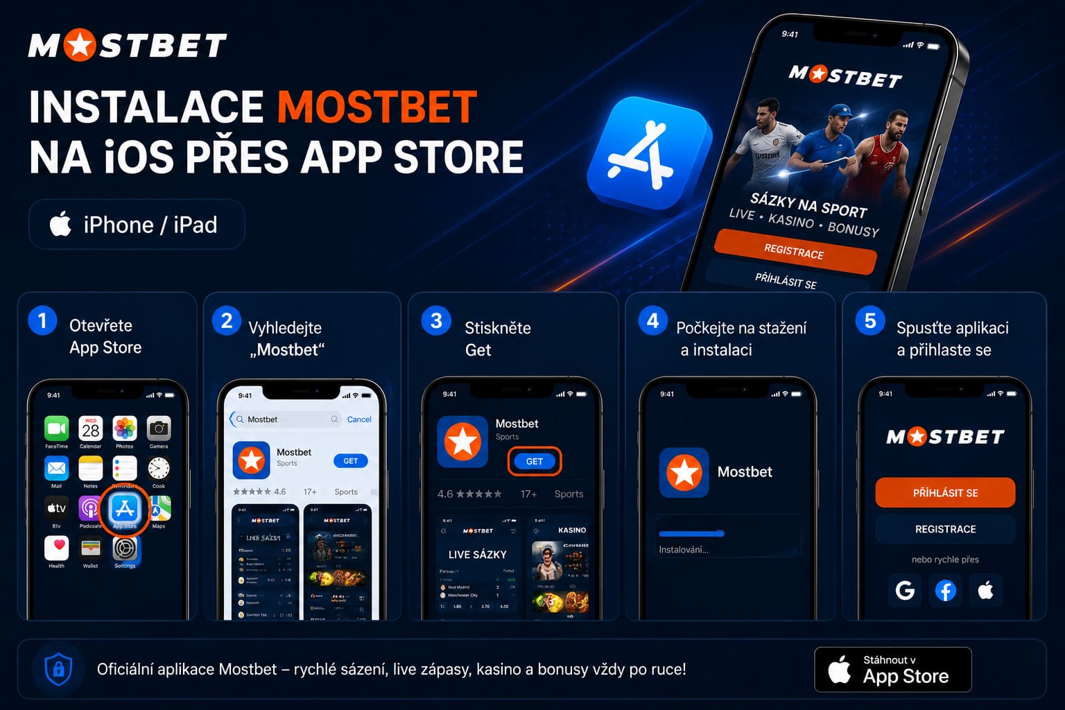 Instalace aplikace Mostbet na iOS přes App Store