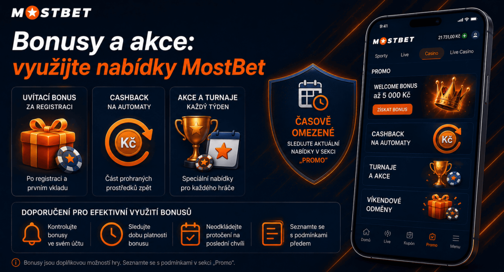 Bonusy a akce MostBet – uvítací bonus, cashback a turnaje online