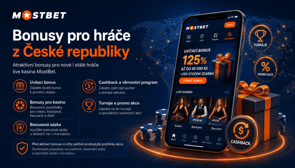 live-kazino-cz-2 Bonusy MostBet pro hráče z České republiky – uvítací bonus, cashback a promo akce