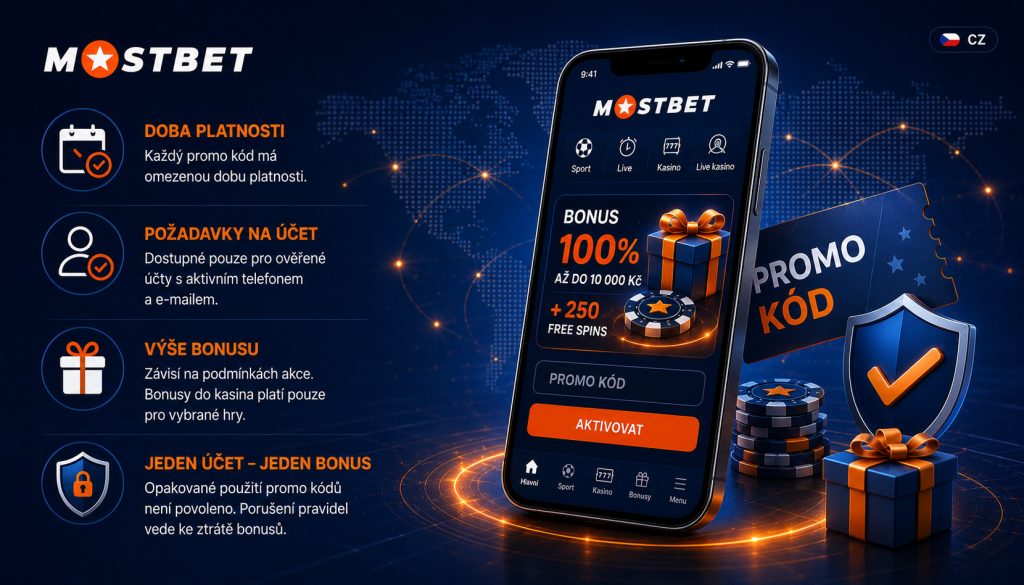 promo-kody-cz-3 Podmínky promo kódu MostBet – platnost, ověřený účet, výše bonusu a pravidlo jednoho bonusu